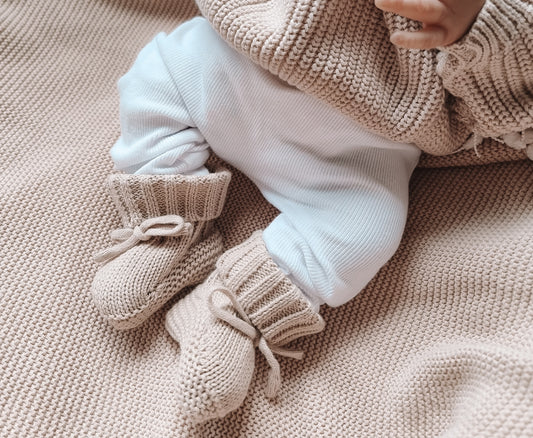 Beige knitted newborn Booties